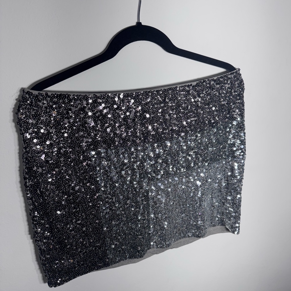 Express Silver Sequin Mini Skirt